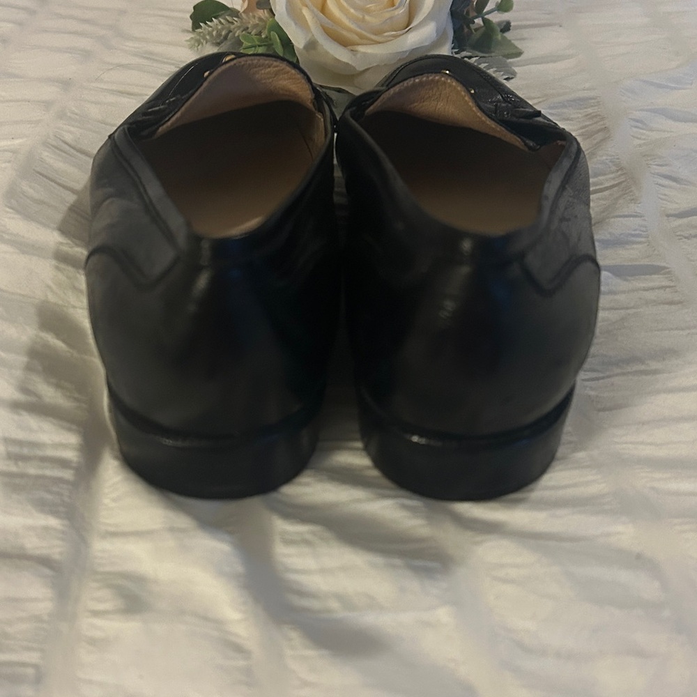 CHANEL Black Moccasins with Gold Logo - Picture 3 of 5